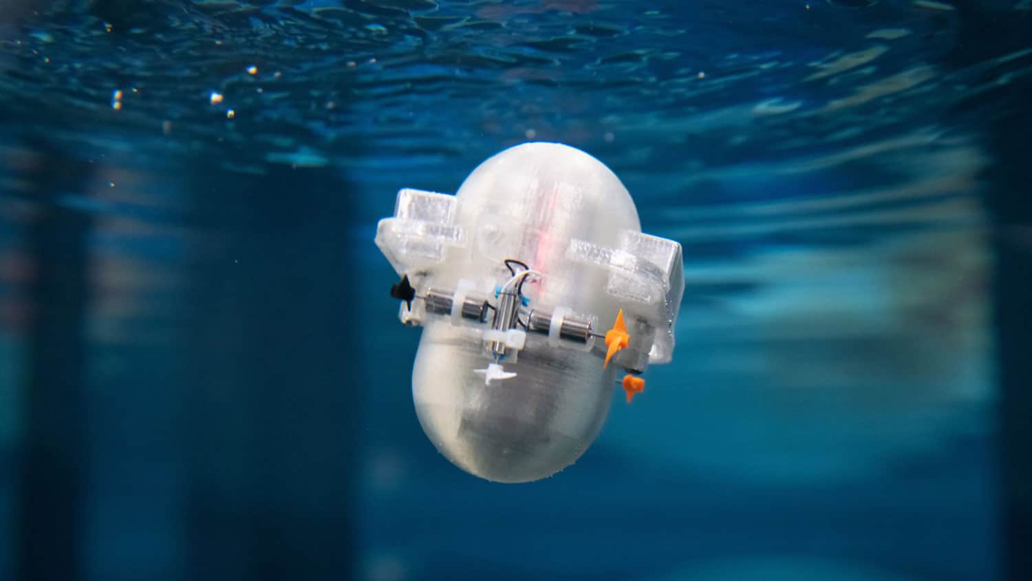 The team developed a small palm-sized robot that runs the algorithm on a tiny computer chip that could power seaborne drones.