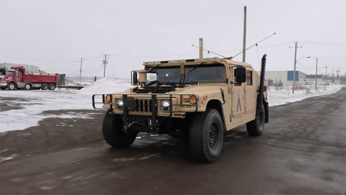 The High Mobility Multipurpose Wheeled Vehicle (HMMWV; also called: Humvee).