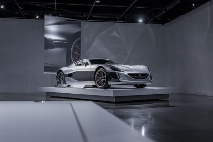 Rimac Concept_One EV is on display at new hypercar exhibit.