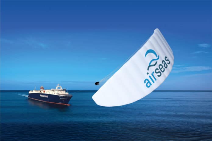Airseas installs its first fuel-saving, automated kite Seawing on a commercial ship.
