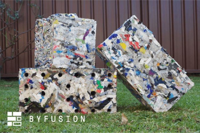 ByFusion transforms non-recyclable plastic into bricks for construction.