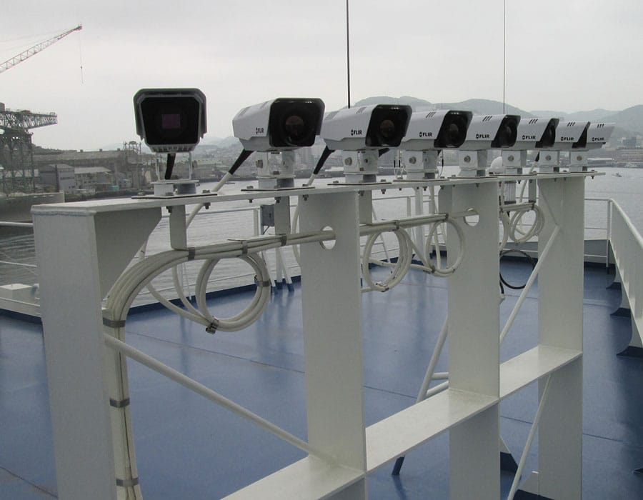 Infrared cameras detect obstacles and other vessels.