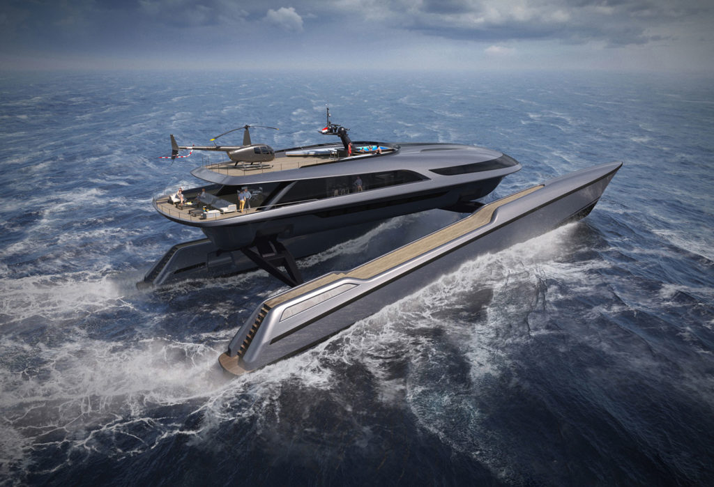 The Martini 6.0, a concept for a 150-foot high-speed catamaran yacht.