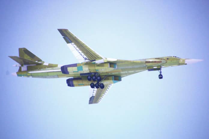 The Tu-160M in flight.