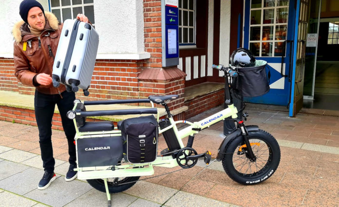 Foldable Longtail Max cargo ebike offers extra cool features.