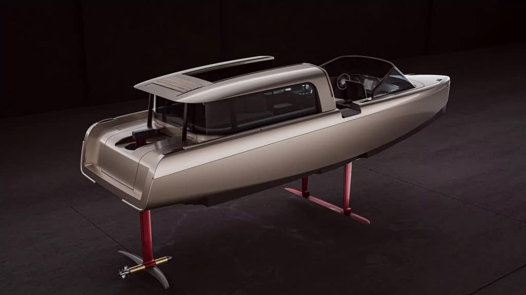 The all-electric craft travels silently above the water surface with no emissions, no sound pollution.