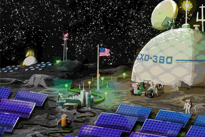 An artistic rendering of what a resilient microgrid for a lunar base camp might look like. Credit: Eric Lundin
