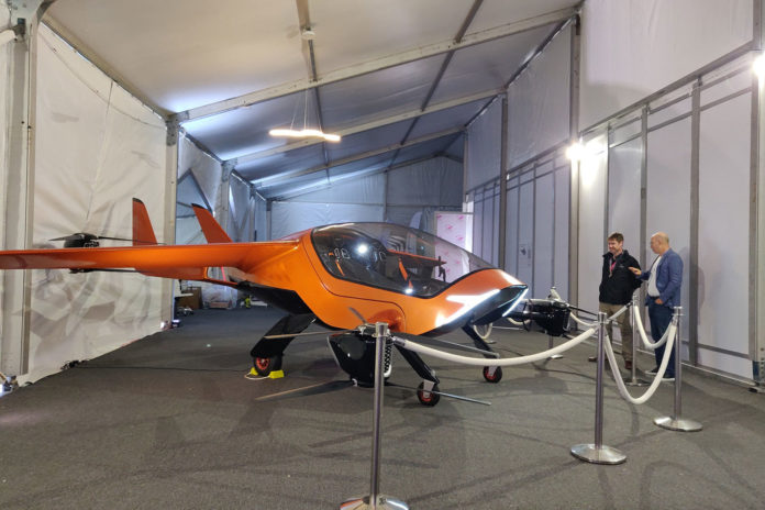 AIR's full-scale prototype of its inaugural vehicle, AIR ONE, unveiled at the Kentucky Derby.