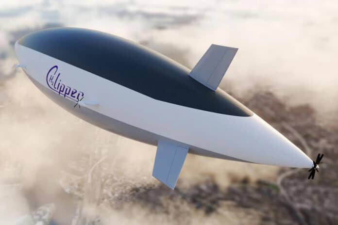H2 Clipper's hydrogen-powered cargo airship can carry 150 metric tons.