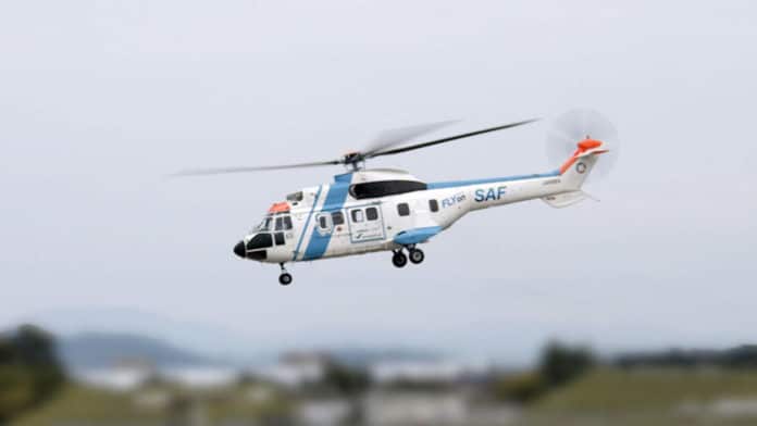 Nakanihon Air H215 first SAF helicopter flight in Japan.