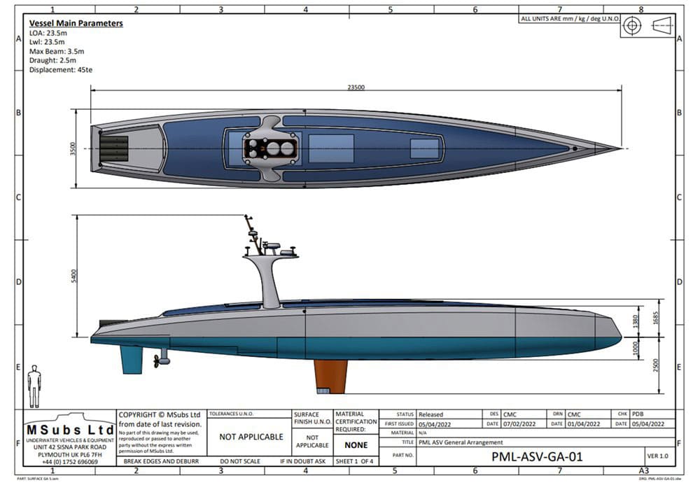 Technical drawing of the Oceanus.