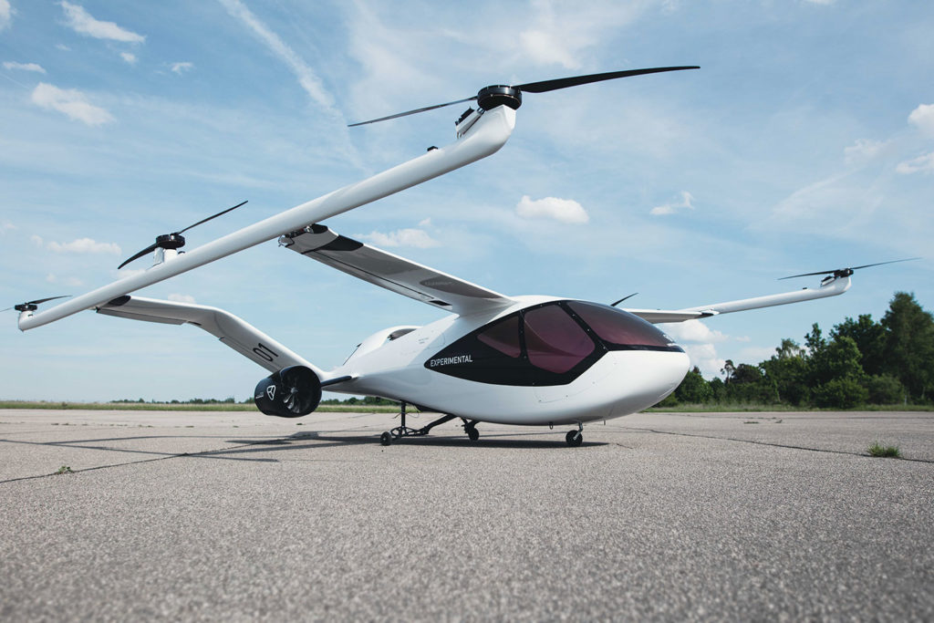 The lift and cruise aircraft seats up to four people, has more than 60 miles range.