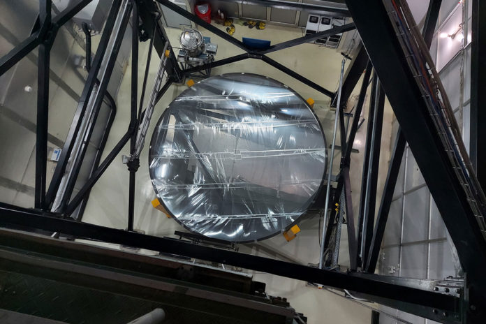Top view of the ILMT located at the Devasthal Observatory of ARIES showing the liquid mercury mirror covered by a thin mylar film.