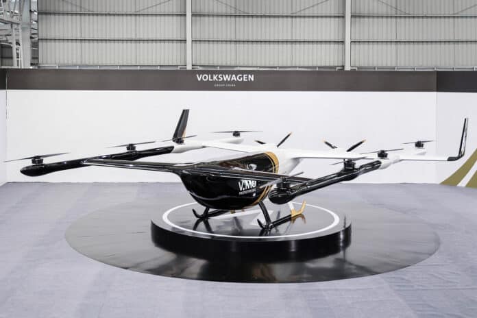 Volkswagen unveils its first eVTOL called Flying Tiger in China.