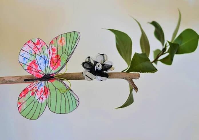 The UNSW team's smart textile enables fabric reconfiguration which produces shape-morphing structures such as this butterfly and flower that can move using hydraulics.
