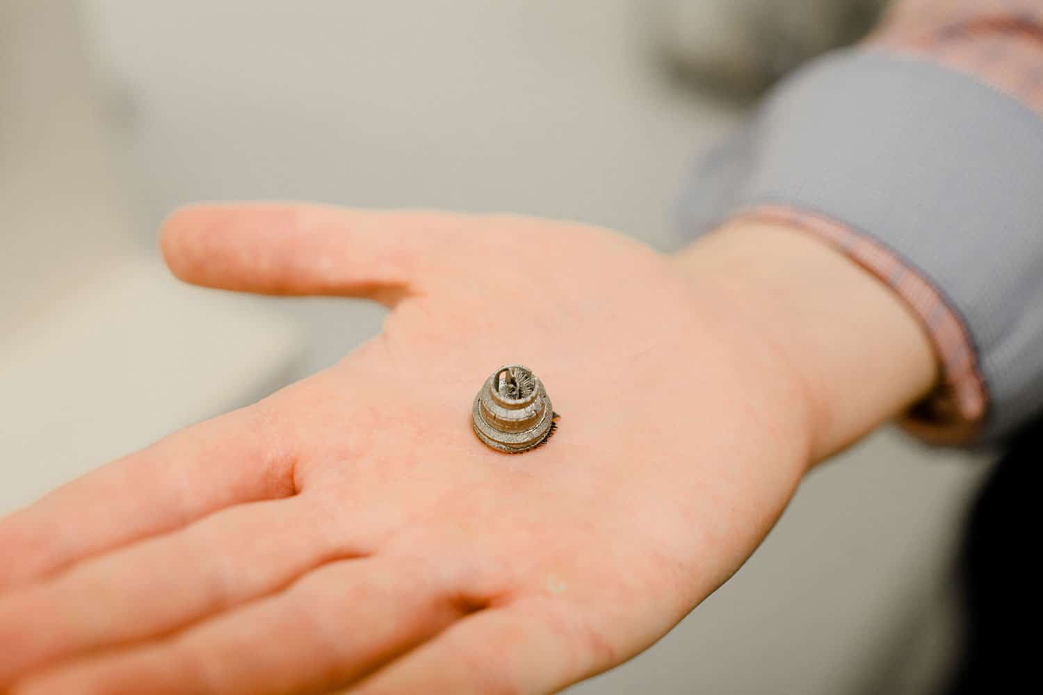 Miniature permanent magnet printed on 3D printer.