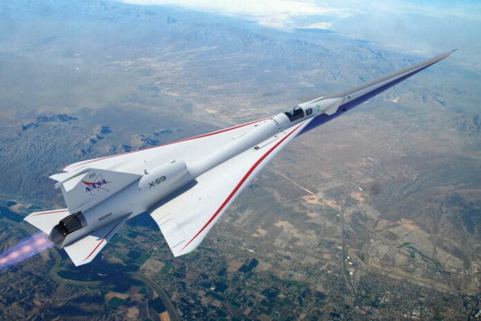 NASA’s X-59 is seen in this illustration from Lockheed Martin.