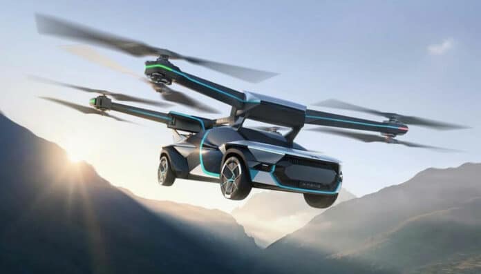 Xpeng's two-ton eVTOL flying car successfully completes maiden flight.
