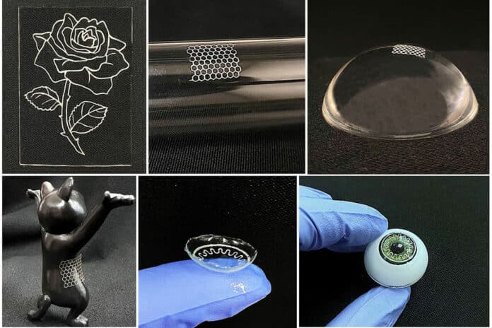 Researchers demonstrated new technique for directly printing electronic circuits onto curved surfaces.