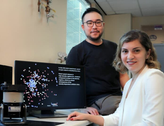 Zhijian Hao (left) and Azadeh Ansari in their lab.