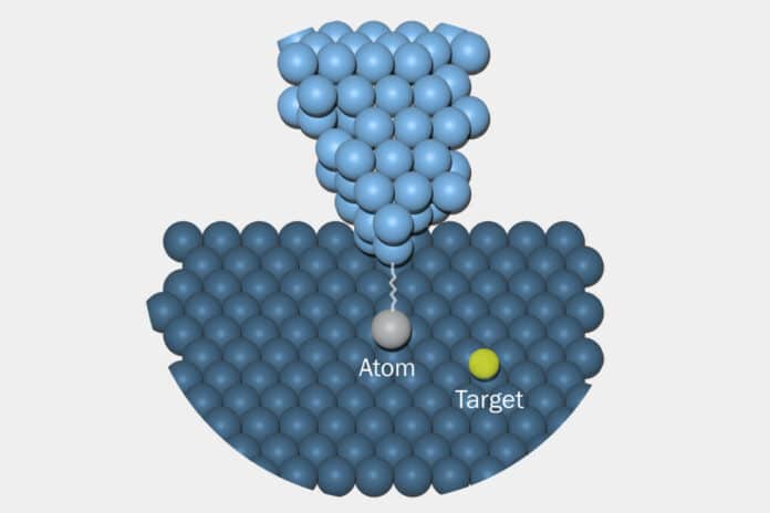 Using artificial intelligence to steer atoms into a lattice shape. Credit: Aalto University