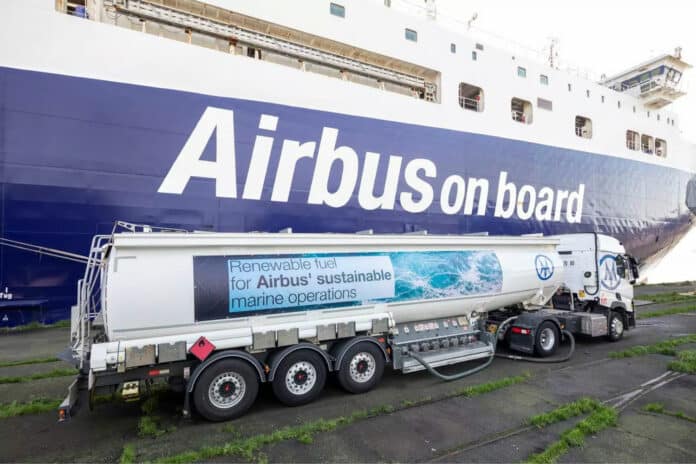 Airbus tests renewable marine fuel on one of its vessels.