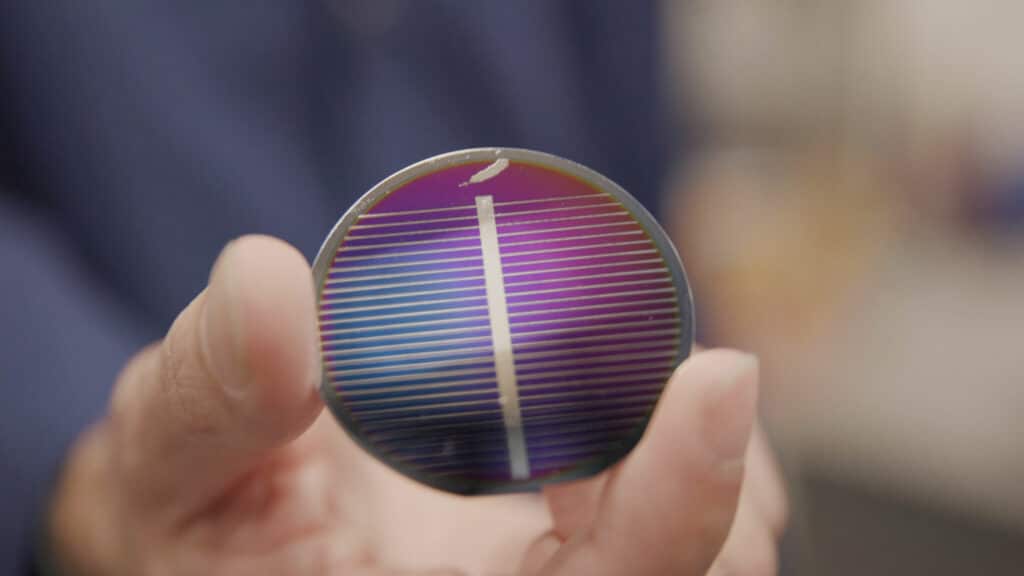 Blue Origin manufactured this working solar cell prototype from lunar regolith simulants.