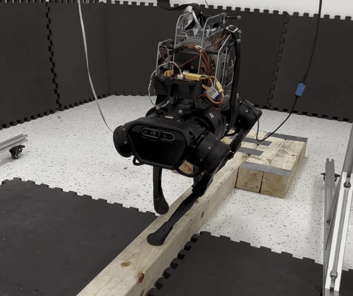 Researchers have designed a system that makes an off-the-shelf quadruped robot nimble enough to walk a narrow balance beam.