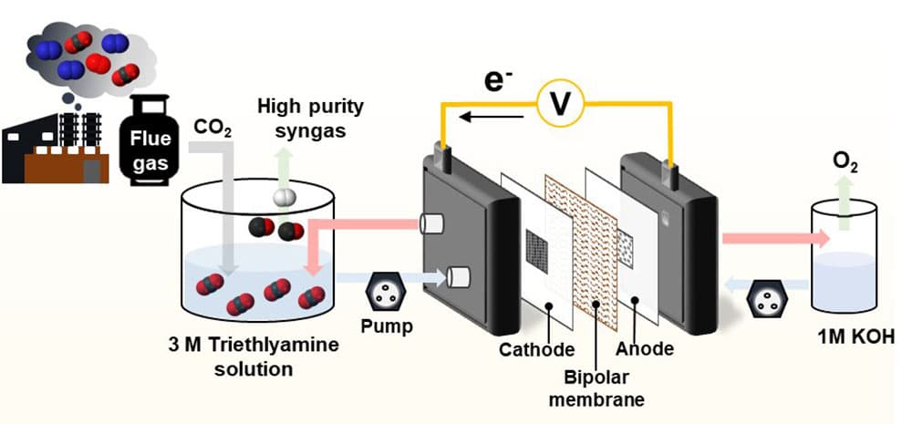 Schematic of the novel electrochemical CO2 reduction technology.
