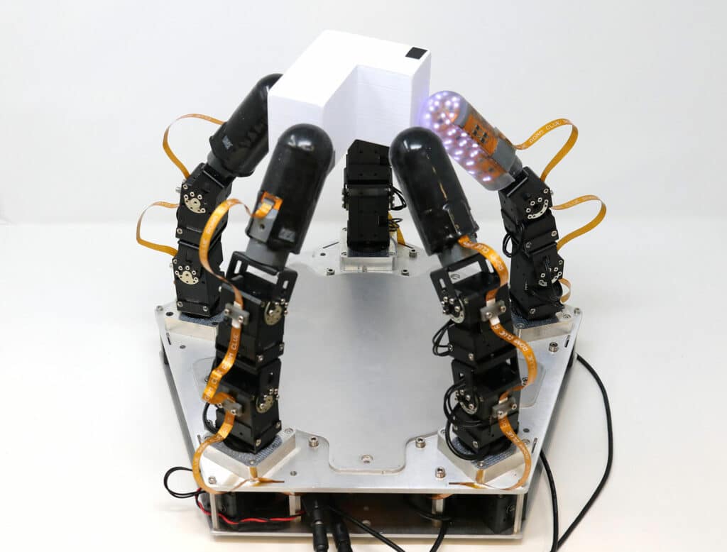 A dexterous robot hand equipped with five tactile fingers.