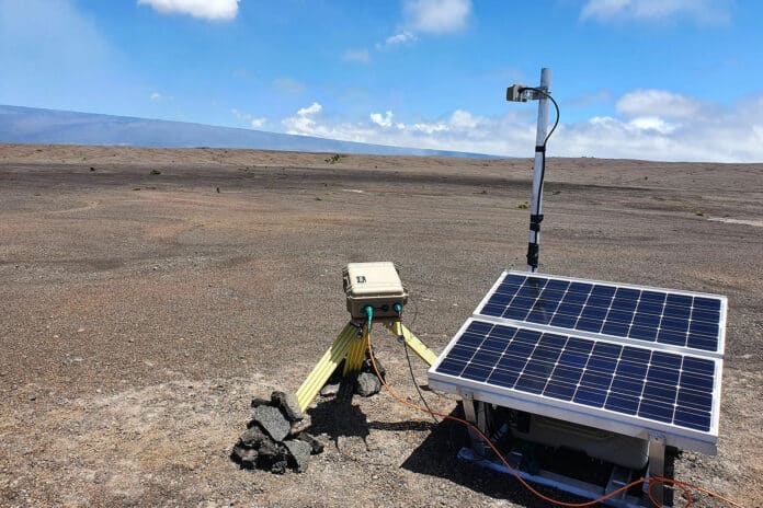 The SO2 camera installation on Kilauea volcano, Hawaii, US.
