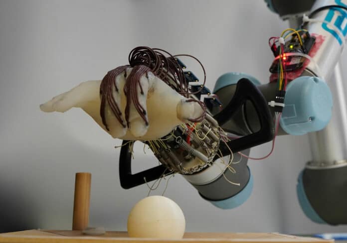 Energy-efficient robot hand learns how not to drop the ball.