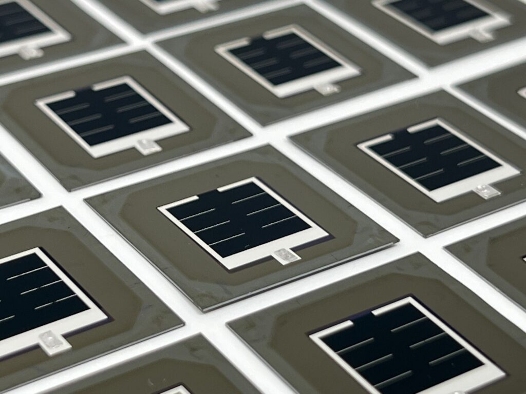 Close view of the perovskite/silicon tandem solar cell that researchers in the KAUST Photovoltaics Laboratory developed.