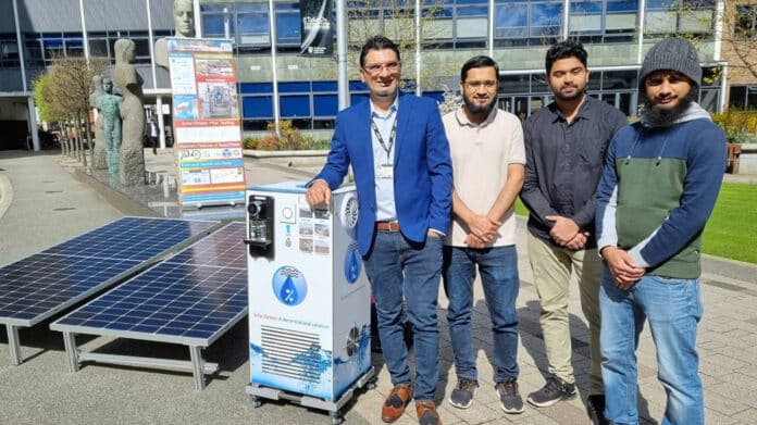 The Solar2Water team, L-R: Muhammad Wakil Shahzad, Muhammad Ahmad Jamil, Mohammed Sanjid Thavalengal, Muhammad Mehroz, Nida Imtiaz.