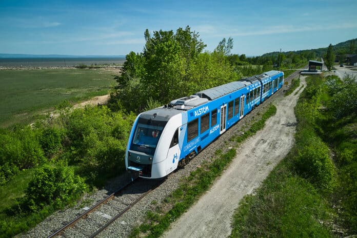 Alstom's Coradia iLint hydrogen train carried its very first North American passengers on June 17, 2023.