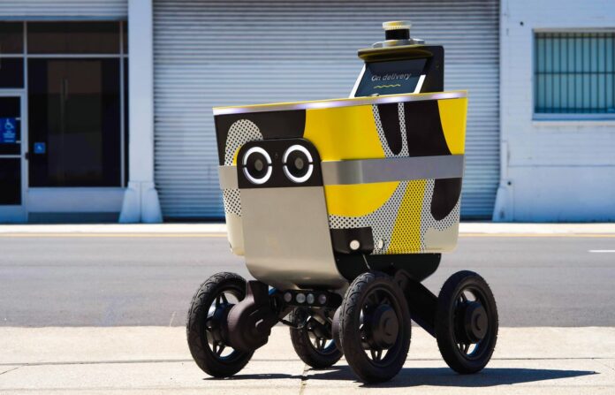 Image show serve robot in street