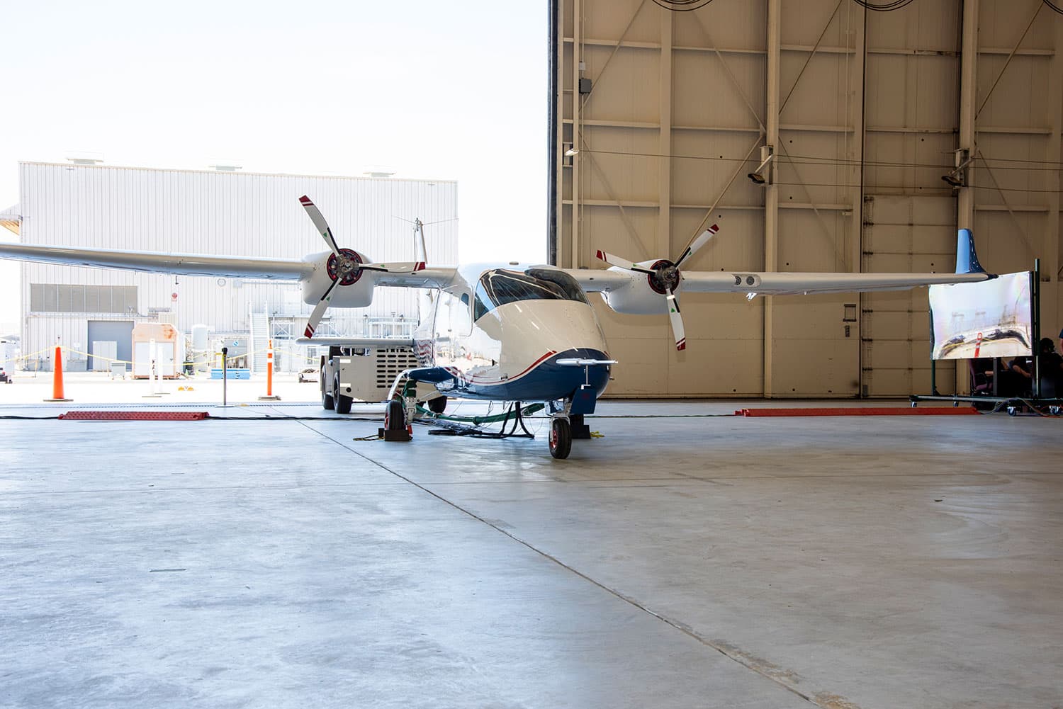 NASA’s X-57 all-electric aircraft in the Mod II configuration undergoes high-voltage testing in 2021.