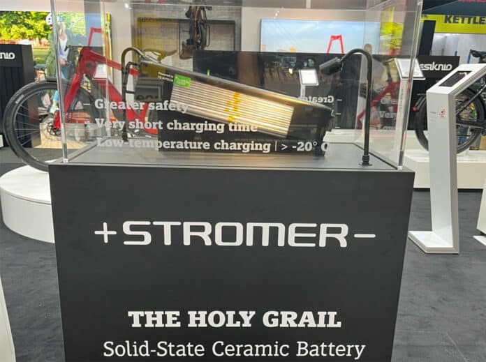 Stromer showcased their first functional prototype of a next-generation solid ceramic battery for e-bikes at the Eurobike show in Germany.