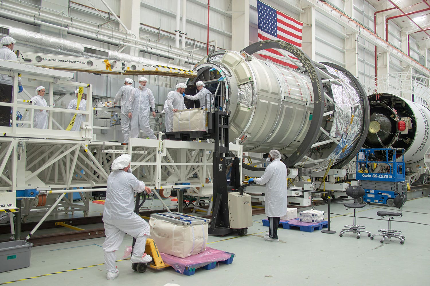 NG-19 spacecraft pre-launch loading.