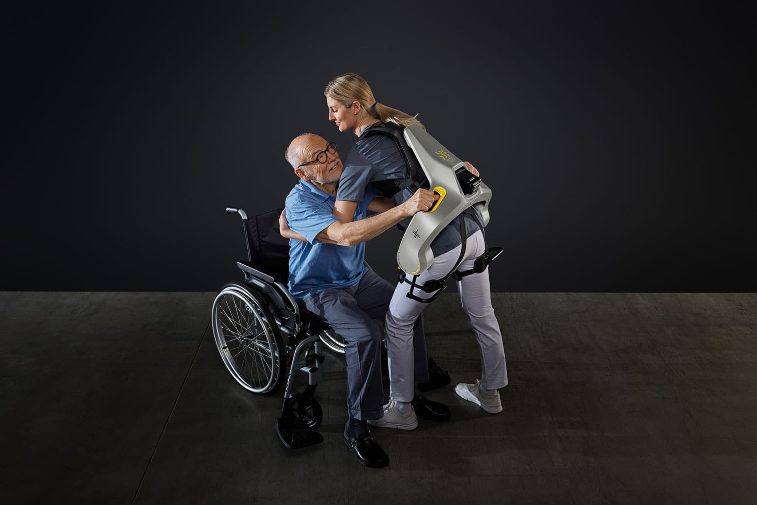 Apogee+ Exoskeleton for healthcare workers to help elderly patients.