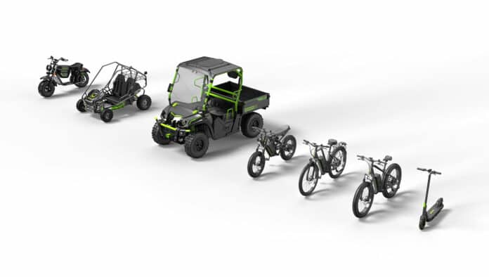 Greenworks unveils new battery-powered Go-Kart, Minibike, E-Bikes, Scooter and UTV.