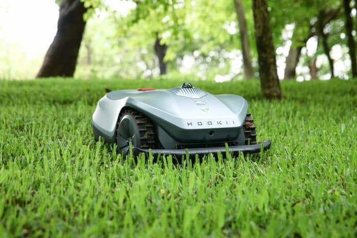 Neomow X robot lawn mower with LiDAR SLAM navigation system.