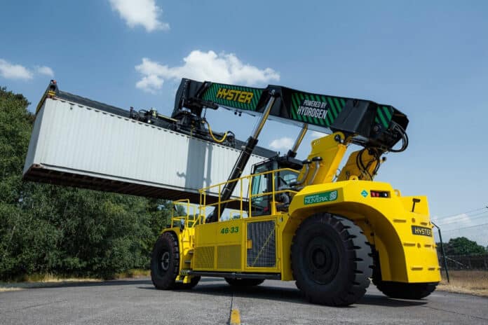 Hyster ReachStacker powered by Nuvera's hydrogen fuel cell.
