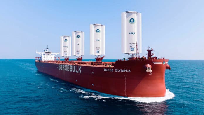 Berge Olympus, the world's most powerful sailing cargo ship.