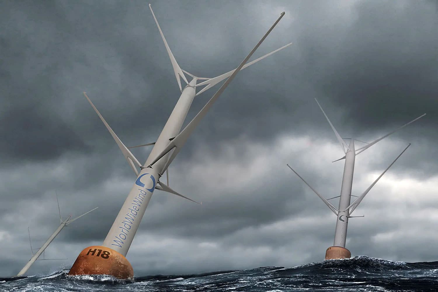 Floating contra-rotating wind turbine delivers twice the energy of today's largest turbines.