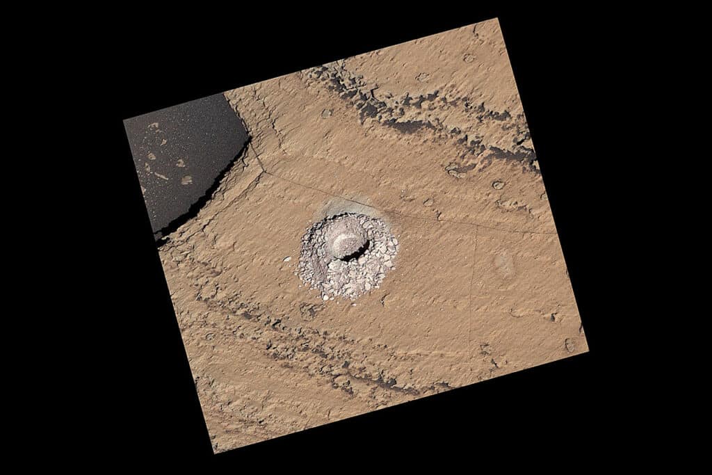 NASA’s Curiosity Mars rover used the drill on the end of its robotic arm to collect a sample from Sequoia.