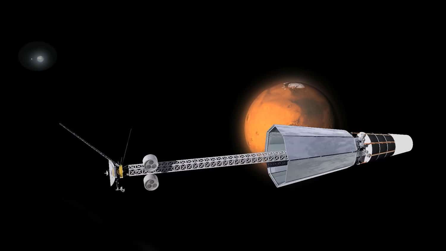 Artist's concept of a space nuclear reactor system to produce high-power electricity.