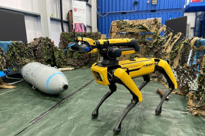Can robot dogs programmed with AI find hidden explosive devices?