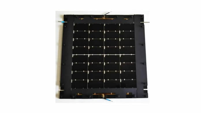 Tandem/silicon stacked solar cell module achieved a conversion efficiency of 33.66%.