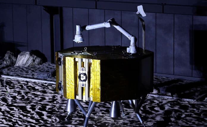 GITAI Inchworm Robot working in a simulated lunar environment.